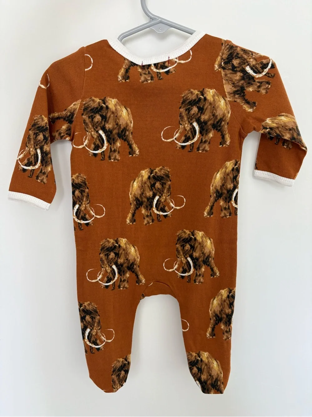 Milkbarn Woolly Mammoth Print Footed One-Piece